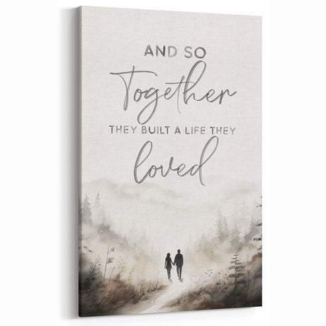 Romantic Typography Art Print - "Together They Loved" Canvas