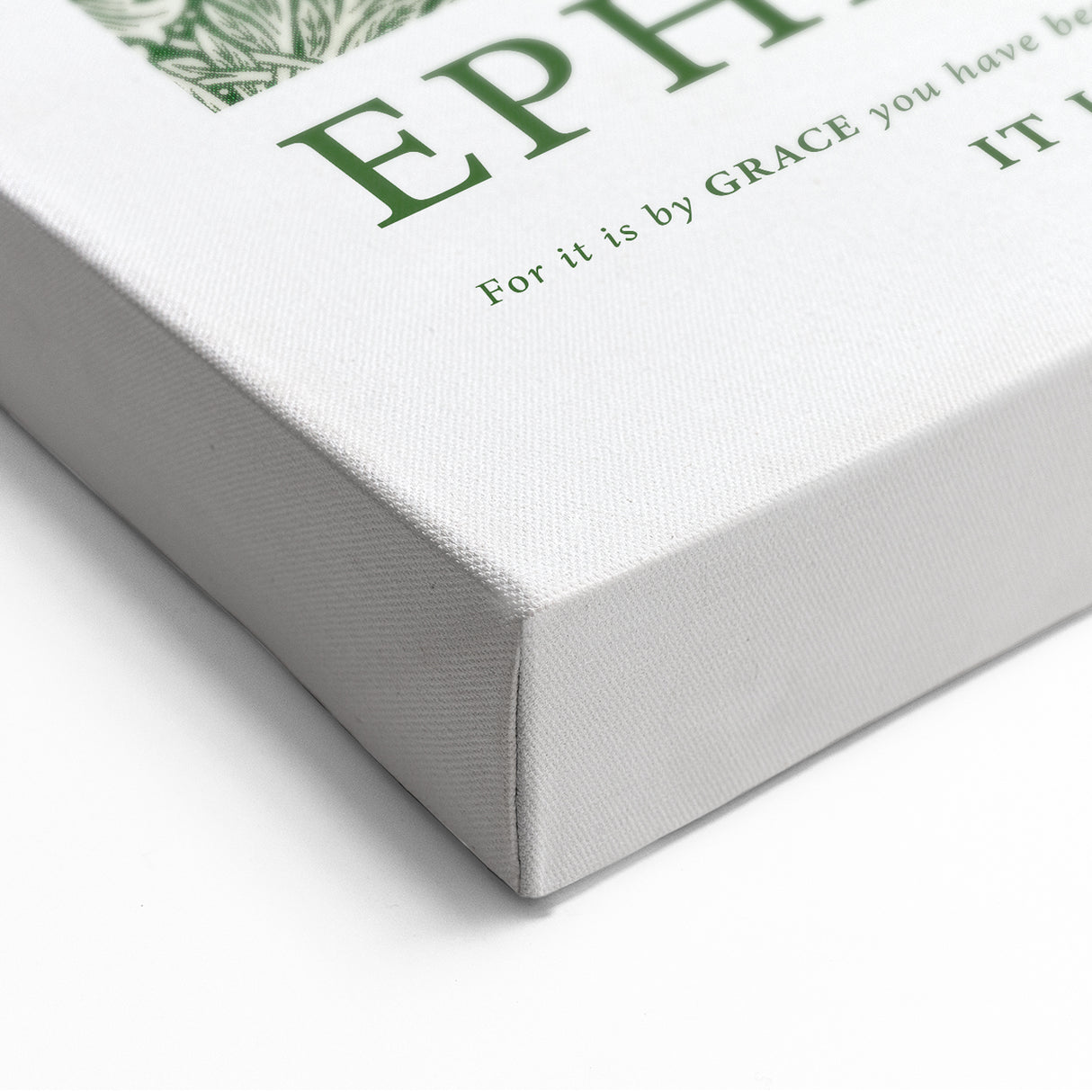 Biblical Typography Wall Art - Ephesians 2:8 Floral Canvas Print