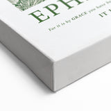 Biblical Typography Wall Art - Ephesians 2:8 Floral Canvas Print