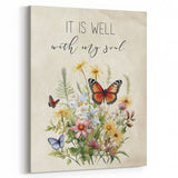 Inspirational Floral Typography Art - "It Is Well" Canvas Print