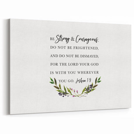 Inspirational Typography Art - Joshua 1:9 Strength Canvas Print