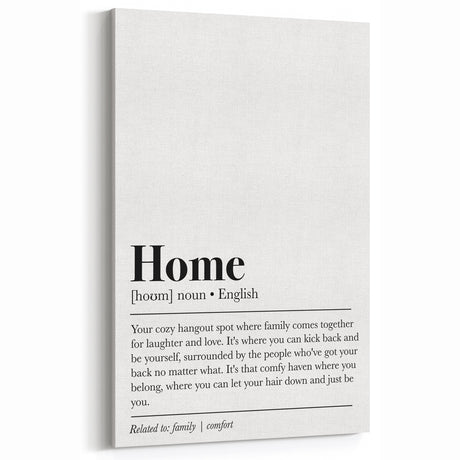 Home Typography Art - "Home" Definition Canvas Print