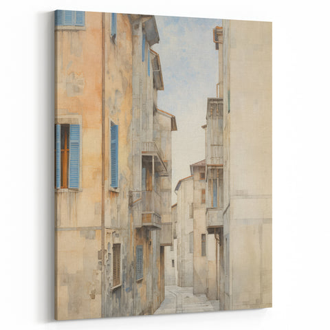 Vintage Landscape Art – Historic City Alley Print – Antique Urban Wall Art
