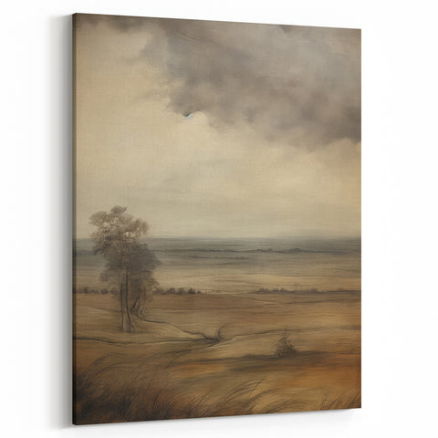 Vintage Landscape Art – Dramatic Countryside Scene – Antique Rural Wall Art