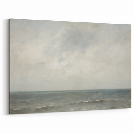 Vintage Landscape Art – Sailboat on Calm Ocean – Antique Maritime Wall Art