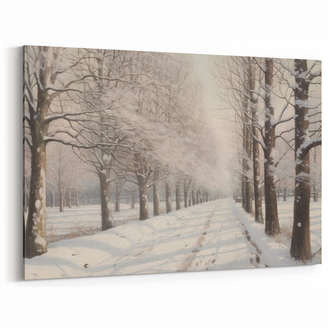 Vintage Landscape Art – Snowy Winter Pathway – Antique Winter Scene Wall Art