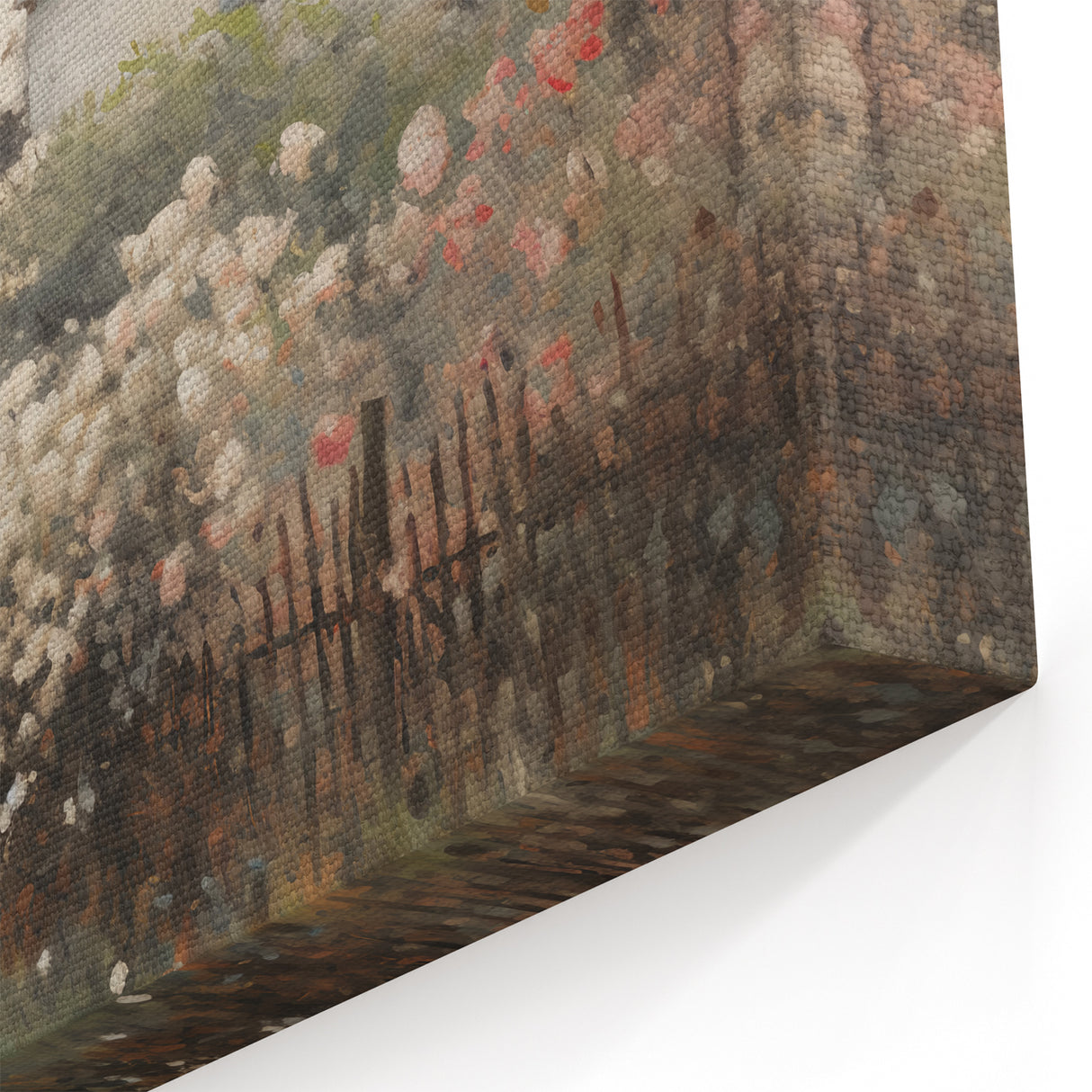 Vintage Landscape Art – Cottage with Flowers in Bloom – Antique Country Scene Wall Art