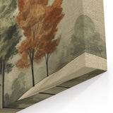 Vintage Landscape Art – Autumn Trees in Tranquil Landscape – Antique Nature Scene Wall Art