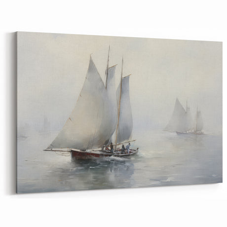 Vintage Landscape Art – Sailing Boats on Calm Waters – Antique Maritime Wall Art