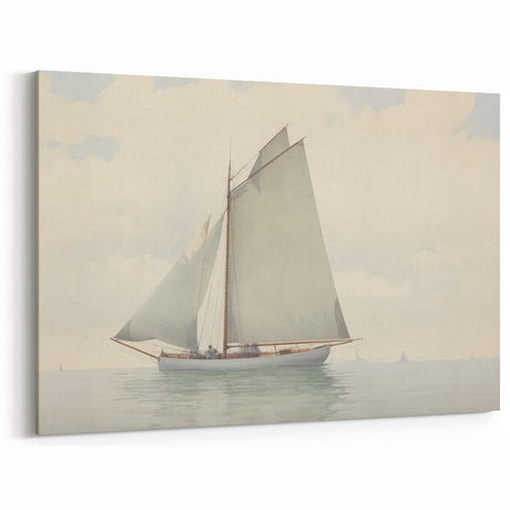 Vintage Landscape Art – Sailboat on Calm Waters – Antique Maritime Wall Art