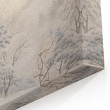 Vintage Landscape Art – Snowy Mountain Pines in Mist – Antique Winter Forest Wall Art