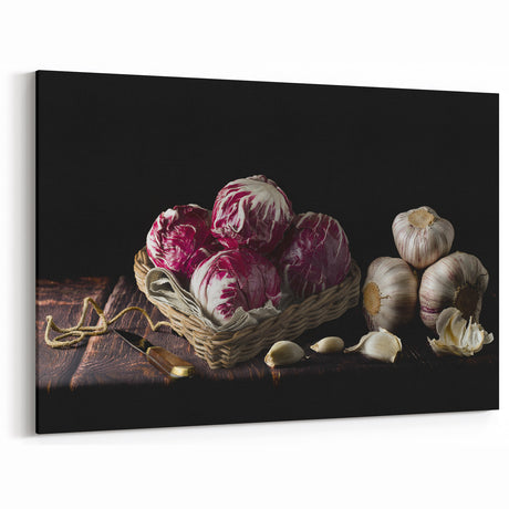 Rustic Radicchio & Garlic Art – Vintage Farmhouse Kitchen Print