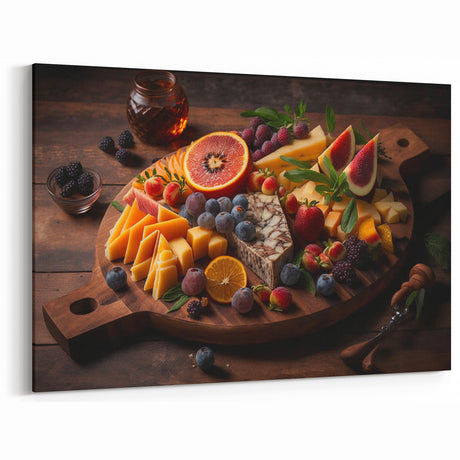 Gourmet Cheese & Fruit Board – Rustic Kitchen Food Art Print