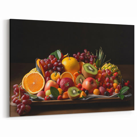 Vibrant Fruit Platter Art – Colorful Kitchen Still Life Print