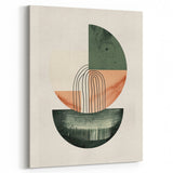 Contemporary Dining Art Pieces – Green & Peach Geometric Print