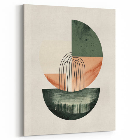 Contemporary Dining Art Pieces – Green & Peach Geometric Print