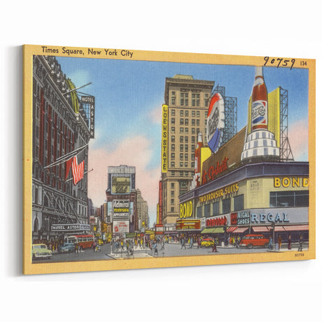 Times Square Retro Travel Print – Vintage New York City Art