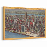 New York City Skyline Poster – Vintage Aerial Travel Art
