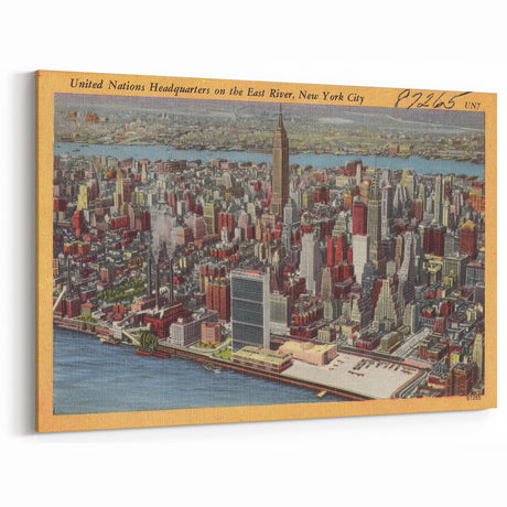 New York City Skyline Poster – Vintage Aerial Travel Art