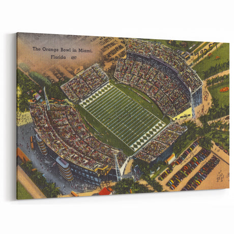 Vintage Orange Bowl Poster - Retro Miami Florida Travel Art