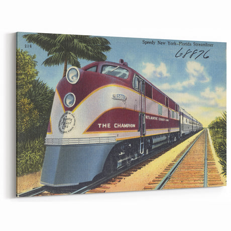 Vintage Atlantic Coast Line Train Poster - Retro "The Champion" Art