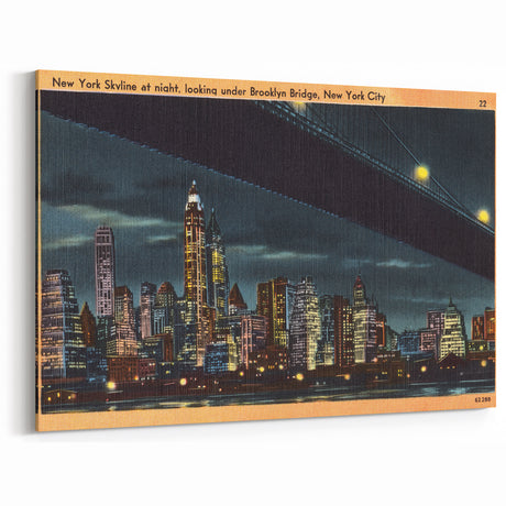 Vintage New York City Skyline Poster - Retro Brooklyn Bridge Art