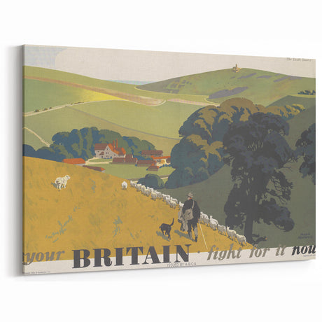 Vintage "Your Britain" Poster - Retro South Downs Landscape Art
