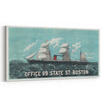 Vintage Ship Illustration Poster - Boston Harbor Maritime Art