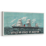 Vintage Ship Illustration Poster - Boston Harbor Maritime Art
