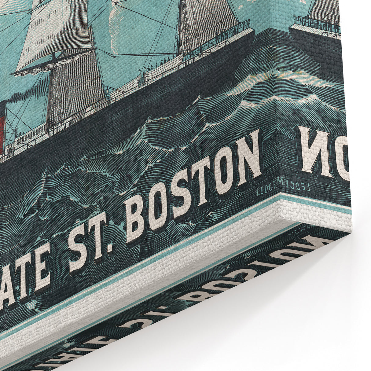Vintage Ship Illustration Poster - Boston Harbor Maritime Art