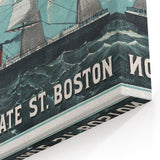 Vintage Ship Illustration Poster - Boston Harbor Maritime Art