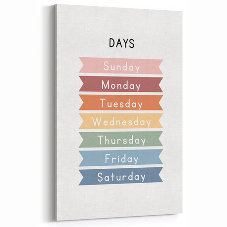 Days of the Week Typography Art Print – Colorful Weekly Calendar Wall Art