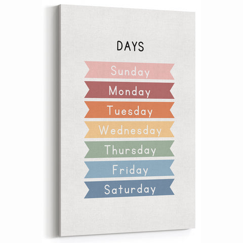 Days of the Week Typography Art Print – Colorful Weekly Calendar Wall Art