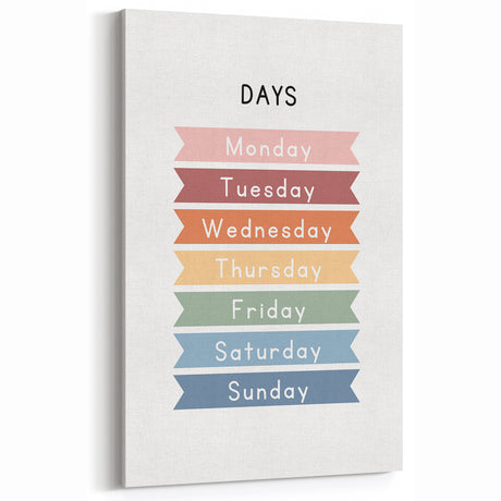 Days of the Week Typography Art Print – Colorful Weekly Wall Art