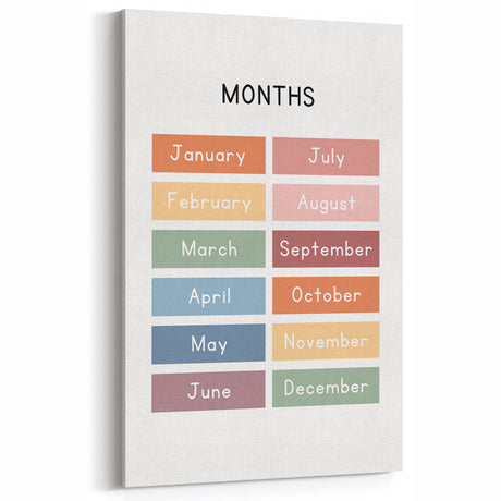 Months of the Year Typography Art Print – Colorful Calendar Wall Art