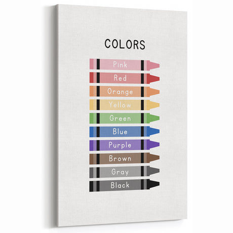Colors of the Rainbow Typography Art Print – Crayon Color Chart Wall Art