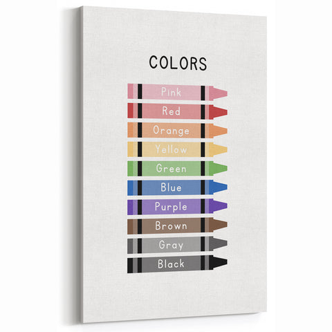 Colors of the Rainbow Typography Art Print – Crayon Color Chart Wall Art