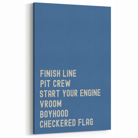 Race Track Words Wall Art - Boys Room Wall Art Kids Wall Art Prints