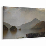 Vintage Landscape Art: Majestic Mountain and Lake Print