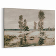 Vintage Landscape Art: Winter Trees and Frozen Stream Print
