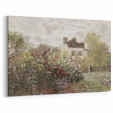 Vintage Landscape Art: Garden and House Print with Flowers
