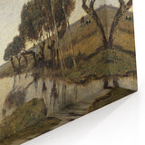 Vintage Landscape Art - Tranquil Countryside Windmill Canvas Print