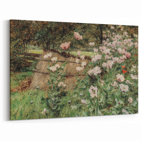 Vintage Poppy Field Art - Antique Floral Landscape Canvas