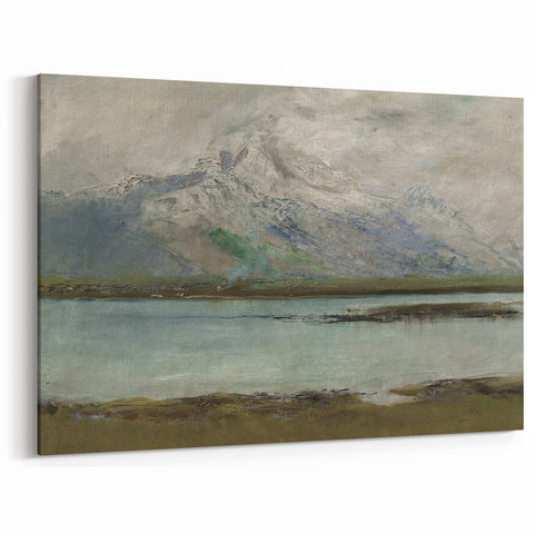 Vintage Mountain Landscape Art - Serene Lake Canvas