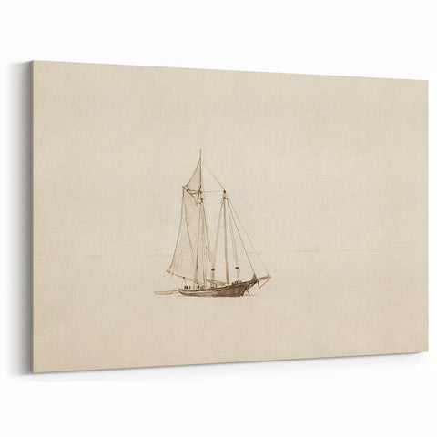 Vintage Sailboat Sketch Art - Nautical Drawing Canvas