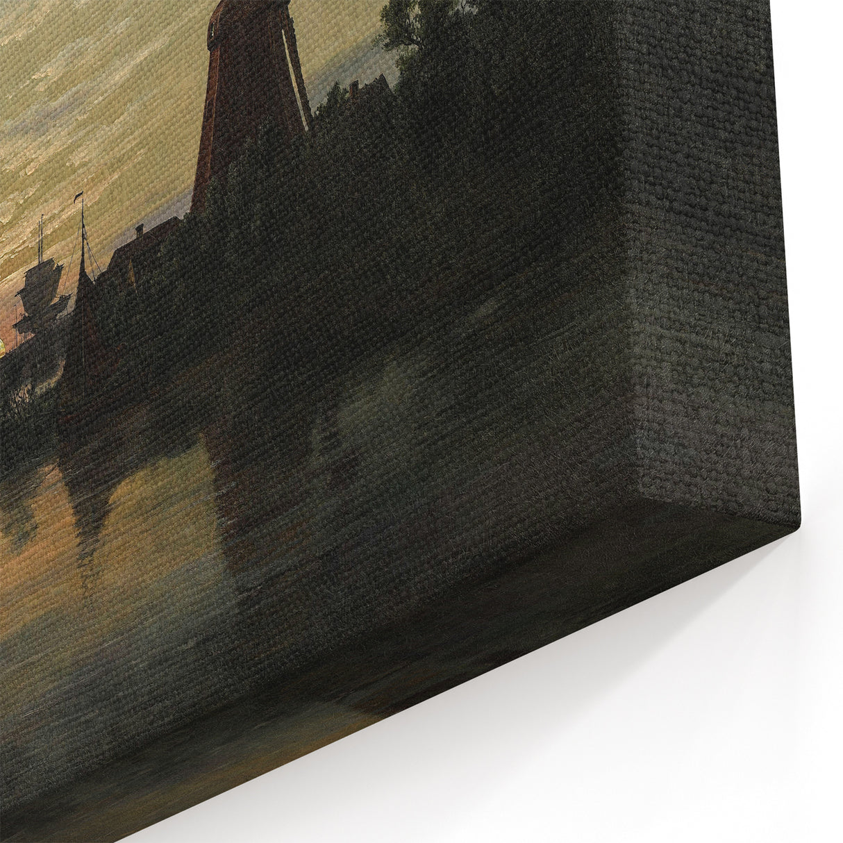 Vintage Sunset Harbor Art - Sailboats and Windmill Canvas