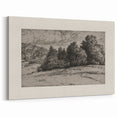 Vintage Landscape Etching - Forest Trees Sketch Canvas