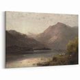 Vintage Mountain Landscape Art - Tranquil Lake with Sheep Canvas
