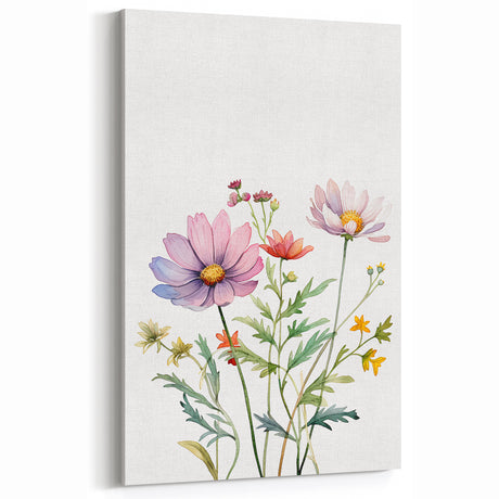 Floral Girls Room Wall Art – Pastel Wildflower Nursery Print