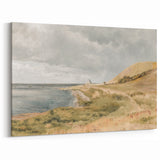 Vintage Coastal Landscape Art - Tranquil Seaside with Boats Canvas